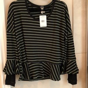 Free People Ribbed Ruffled Tee - NWT